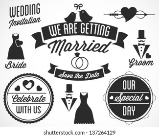 Wedding Vector Badges and Labels in Retro Style