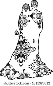 Wedding Vector Black Design With Nature Pattern