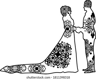 Wedding Vector Black Design With Nature Pattern