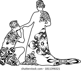 Wedding Vector Black Design With Nature Pattern