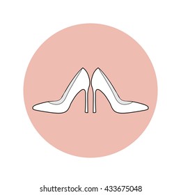 Wedding vector flat icon of white stylish shoes