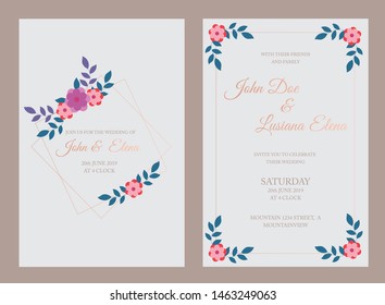 Wedding vector floral invite invitation card