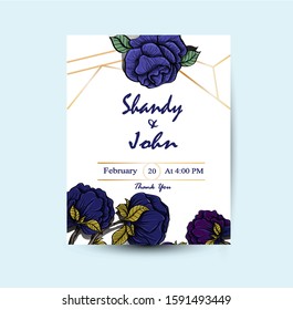 Wedding vector floral invite invitation thank you, rsvp card.Flower poster.Garden decorative greeting card