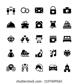 Wedding vector icon set in flat style.