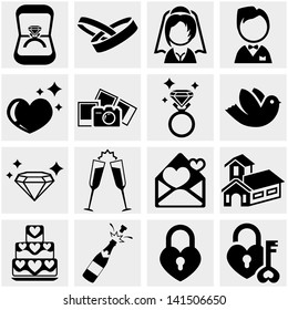 Wedding vector icon set on gray