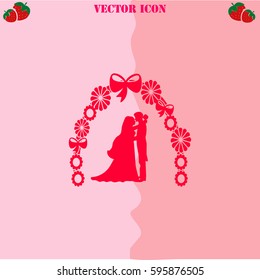 Wedding vector  icon. Strawberry Background.