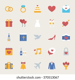 Wedding vector icons set, flat style