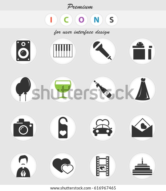 wedding vector\
icons for user interface\
design
