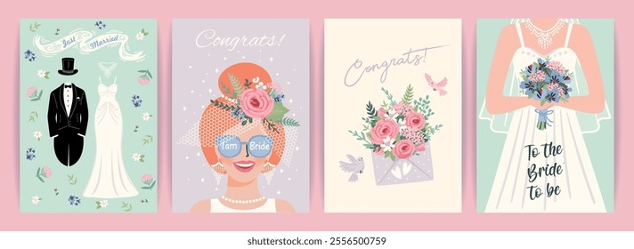 The Wedding. Vector illustration cards for marriage concept and other uses