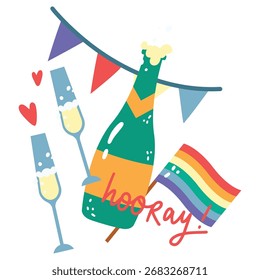Wedding Vector Illustration. Flat Minimal Design. Editable Illustration for Web, Mobile, Print