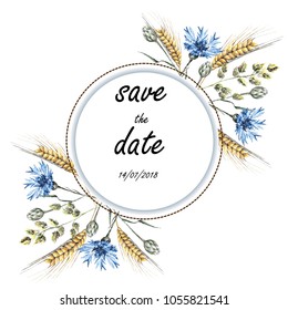 wedding vector illustration with watercolor flowers