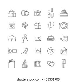 Wedding vector line icons set. Outline icons.