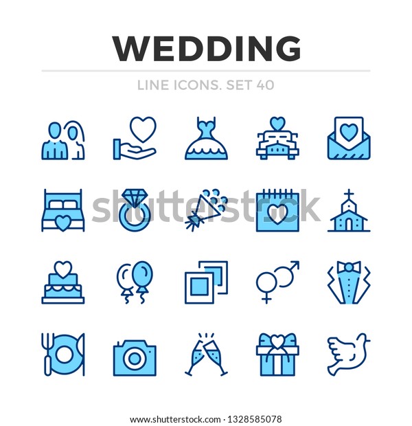 Wedding\
vector line icons set. Thin line design. Modern outline graphic\
elements, simple stroke symbols. Wedding\
icons