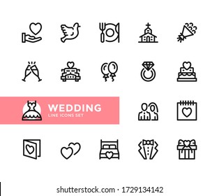 Wedding vector line icons. Simple set of outline symbols, graphic design elements. Line icons