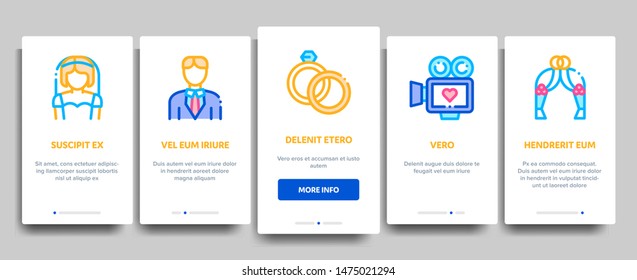 Wedding Vector Onboarding Mobile App Page Screen. Illustrations