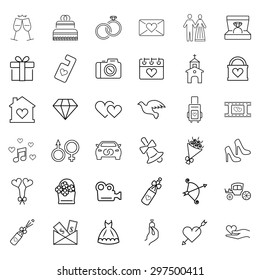 Wedding vector outline  icon set