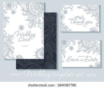 Wedding vector Set with Floral lace Ornament