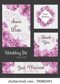 Wedding vector set wit cherry blossoms.