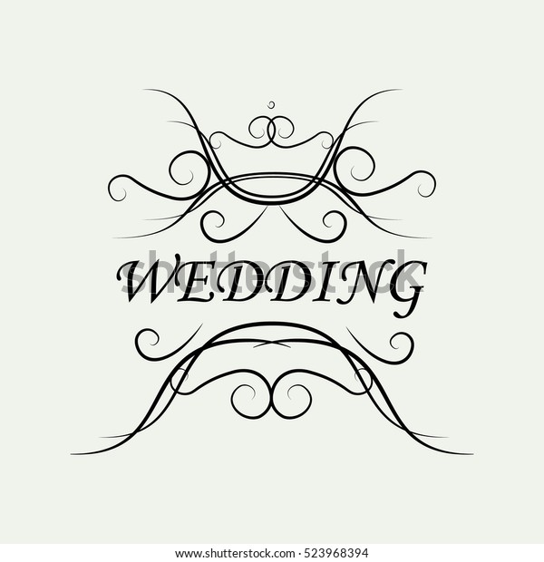Wedding. Vector template for\
card banner and poster with hand drawn elements. Filigree\
swirls.