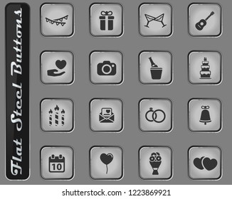 Wedding vector web icons on the flat steel buttons