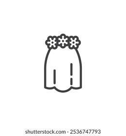 Ícone de linha de véu de casamento. sinal de estilo linear para conceito móvel e web design. Ícone de véu de véu de noiva. Símbolo, ilustração de logotipo. Gráficos vetoriais