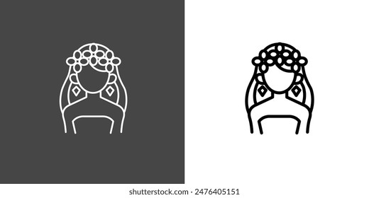 Wedding veil Outline Icon Vector Illustration