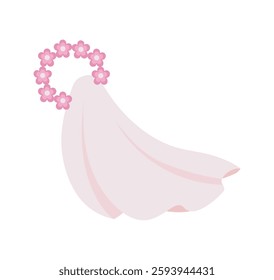 Wedding veil with pink floral details elegant
