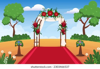 Wedding venue flat color vector illustration