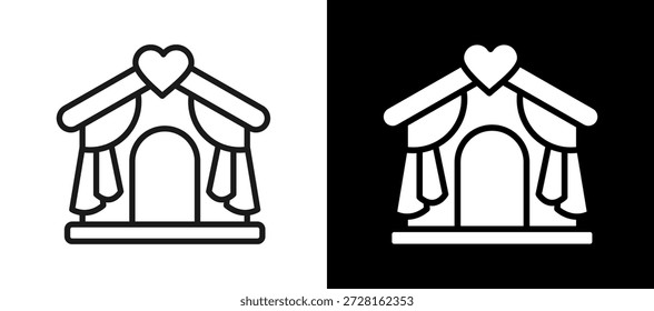 Wedding Venue Icon whiteblack Vector Illustration