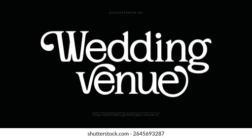 Wedding venue, Minimal luxury font alphabet logo. Typography beauty fashion elegant minimalist serif italic fonts decorative wedding vintage retro logos. vector illustration
