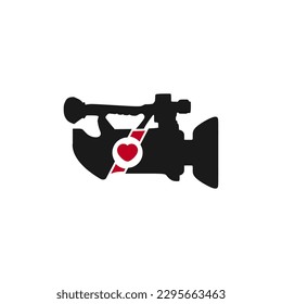 Wedding Video Camera or Camcorder icon in red and black fill mode. Top choice of wedding video shooting symbol template vector illustration in trendy style. Editable graphic resources.