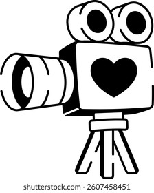 Wedding video camera icon in hand drawn style 
