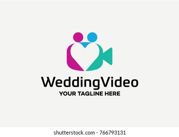 Wedding Video Logo Template Design Vector, Emblem, Design Concept, Creative Symbol, Icon