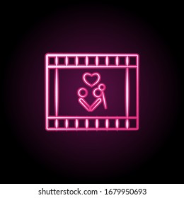 Wedding video neon icon. Simple thin line, outline vector of wedding icons for ui and ux, website or mobile application