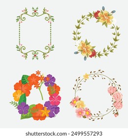Boda vintage Elementos gran colección. Conjunto floral de Vector dibujado a mano romántico con marcos, flores, hojas y cintas. Guardar · la fecha y la invitación.