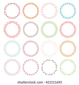 Wedding vintage elements collection. Romantic hand drawn floral frames set with flowers and leaves. 