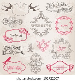 Wedding Vintage Frames and Design Elements - in vector