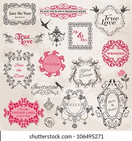 Wedding Vintage Frames and Design Elements - in vector