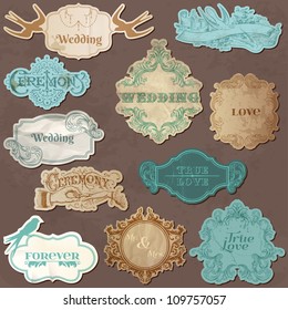 Wedding Vintage Frames and Design Elements - in vector