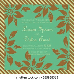 Wedding vintage invitation card or announcement with beautiful floral elements.