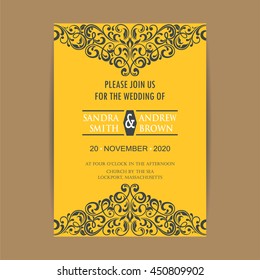 Wedding vintage invitation card or announcement.