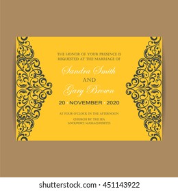 Wedding vintage invitation card or announcement.