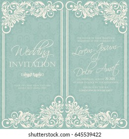 Wedding vintage invitation card or announcement. Can be used as birthday card or party invitation.