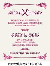Wedding Vintage Invitation Card - in vector
