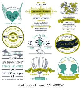 Wedding Vintage Invitation Collection - for design, scrapbook - in vector