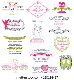 Wedding Vintage Invitation Collection - for design, scrapbook - in vector