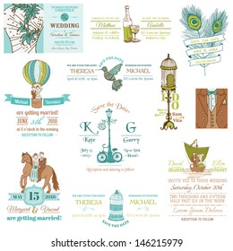 Wedding Vintage Invitation Collection - for design, scrapbook - in vector