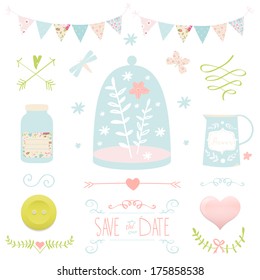 Wedding Vintage Invitation Collection in vector. For design or scrapbook