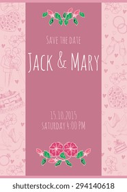 Wedding watercolor vector invitation. Save the date.