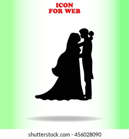 Wedding web icon. Black illustration on white background